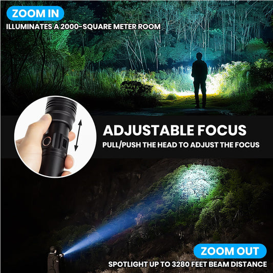 Super Bright Rechargeable Torch | 50,000 Lumens | 5 Modes | USB-C | IPX6 Waterproof