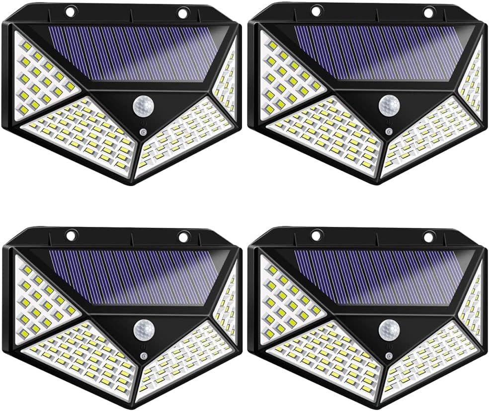 Solar Motion Sensor Security Wall Light | 100 LED 600lm | IP65 | 2 or 4 Pack