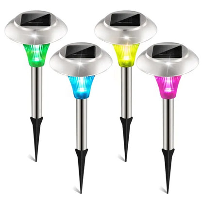 Solar Garden Stake Lights | Colour Changing | IP44 Waterproof | Auto On/Off | 4 Pack