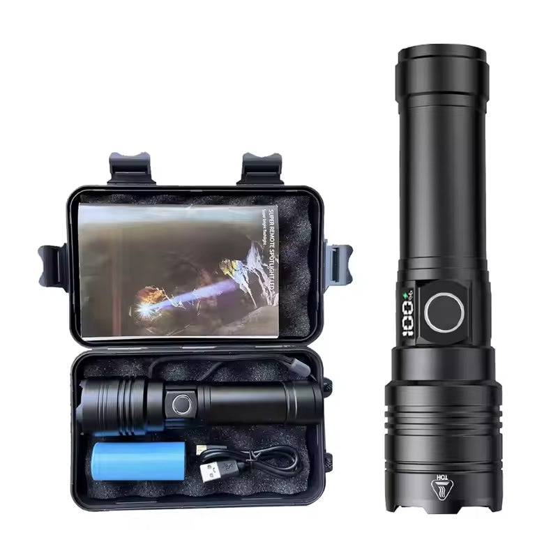 Super Bright Rechargeable Torch | 50,000 Lumens | 5 Modes | USB-C | IPX6 Waterproof