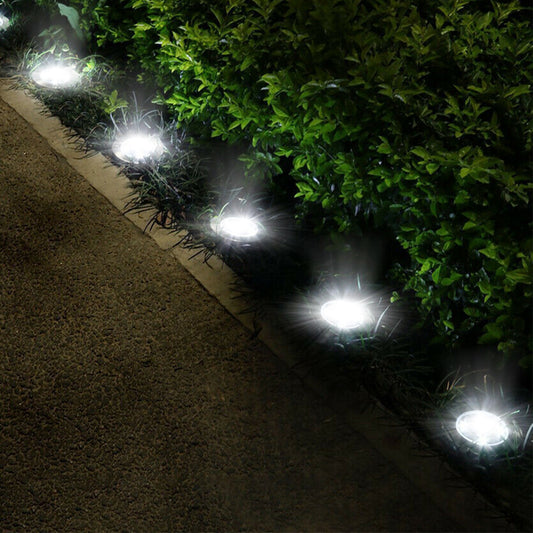 Solar In-Ground Path Lights | IP65 Waterproof | 8 LED | Auto On/Off | 4 Pack