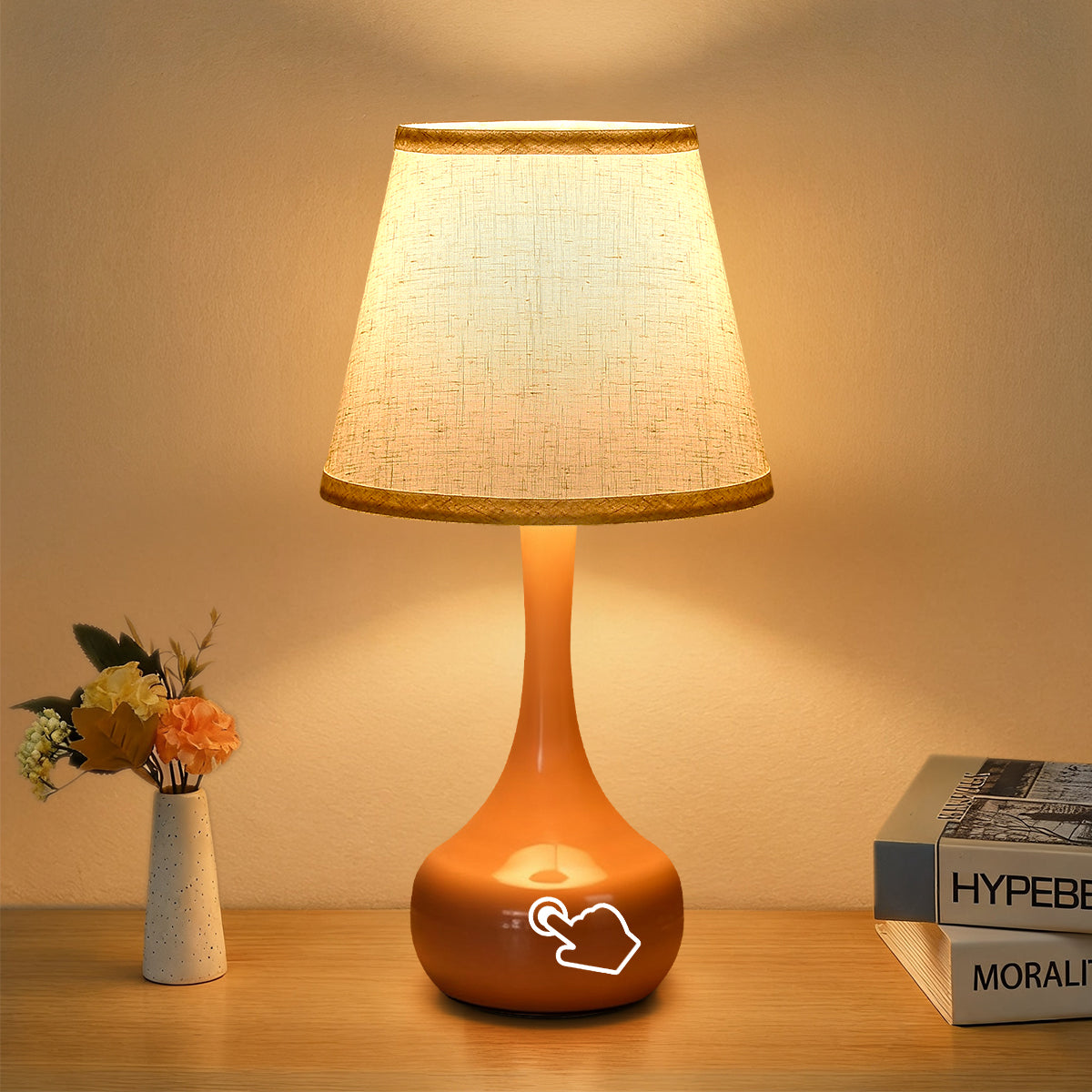 Pink Dimmable Bedside Table Lamps | Set of 2 | Touch Dimming