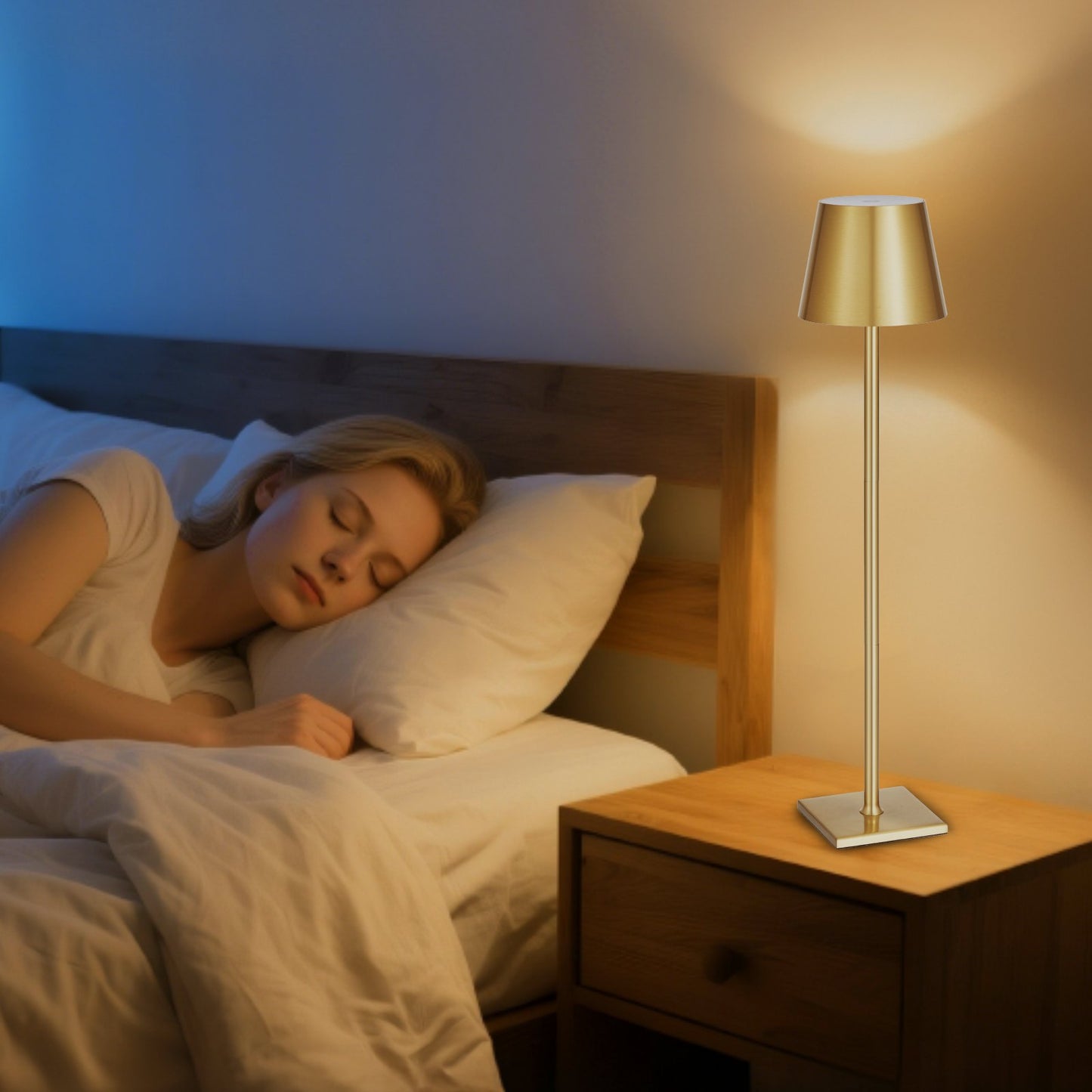 Cordless Rechargeable Table Lamp | Set of 2 | Adjustable Height | 3 Colour Temps | Gold