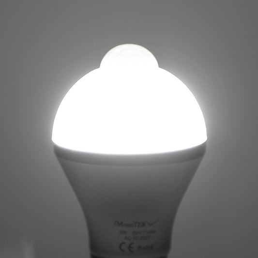 E27 Motion Sensor LED Bulb – 9W, 6500K, Dusk-to-Dawn