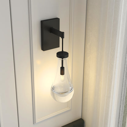 Raindrop Wall Sconces | Black Dimmable Art Deco | Set of 2
