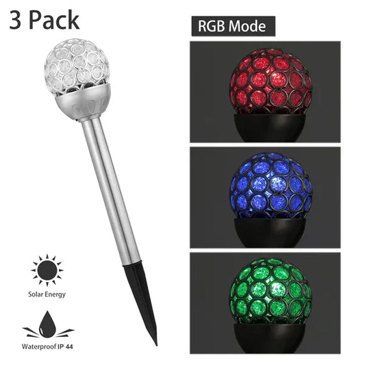 Solar RGB Ball Garden Lights | 3 Pack | IP44 Waterproof | Color Changing