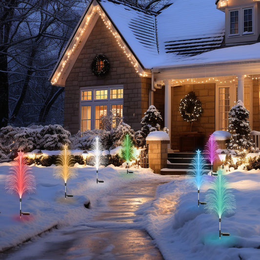 Solar Christmas Tree Garden Lights | 7 Color Changing | 4 Pack | IP44