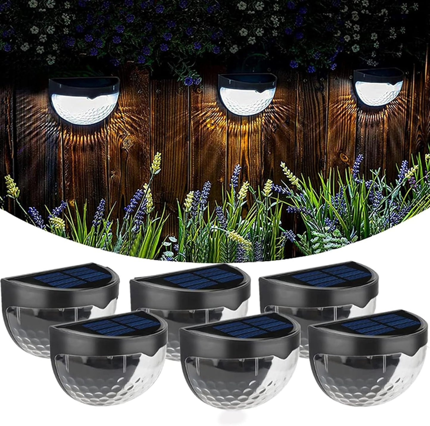 Solar Fence & Deck Lights | IP65 Waterproof | Warm, White & RGB | 6 or 12 Pack