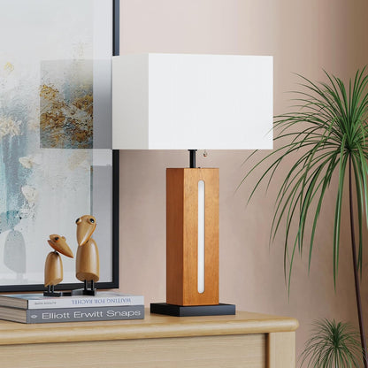 Rustic Farmhouse Table Lamps | Set of 2 | Dimmable | Linen Shades