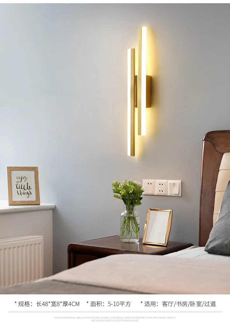 Copper Pipe LED Wall Sconce | Acrylic Shade | Bedroom, Living Room & Corridor