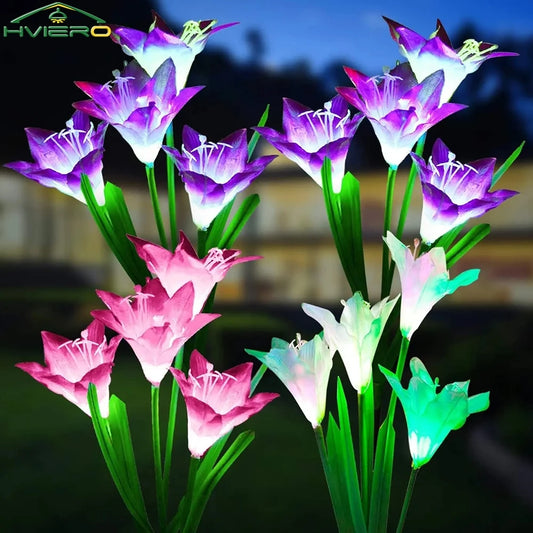 Solar Lily Flower Garden Light | IP65 Waterproof | 3 Colors