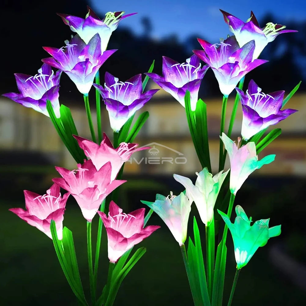 Solar Lily Flower Garden Light | IP65 Waterproof | 3 Colors