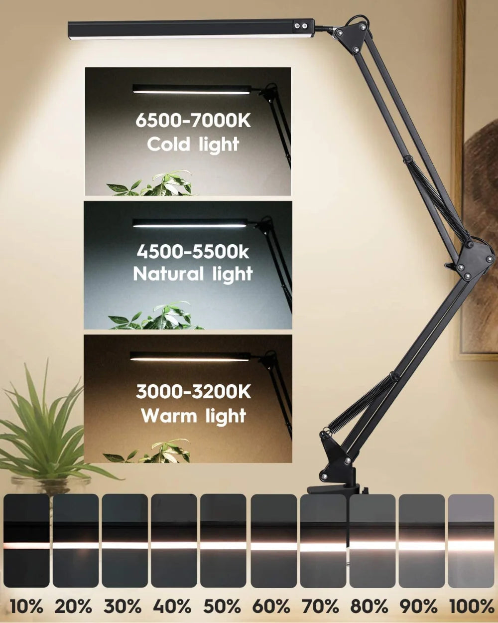 10W LED Desk Lamp with Clamp & Swing Arm