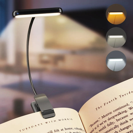 Clip-On Reading Light | USB Rechargeable | 3 Colour Temps | Flexible Gooseneck
