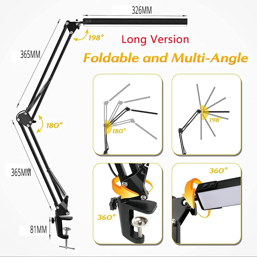 10W LED Desk Lamp with Clamp & Swing Arm