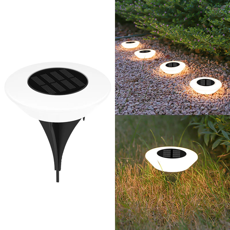 Solar 360° Garden Floor Light | 14 LED IP65 | Warm & White | 1 or 4 Pack