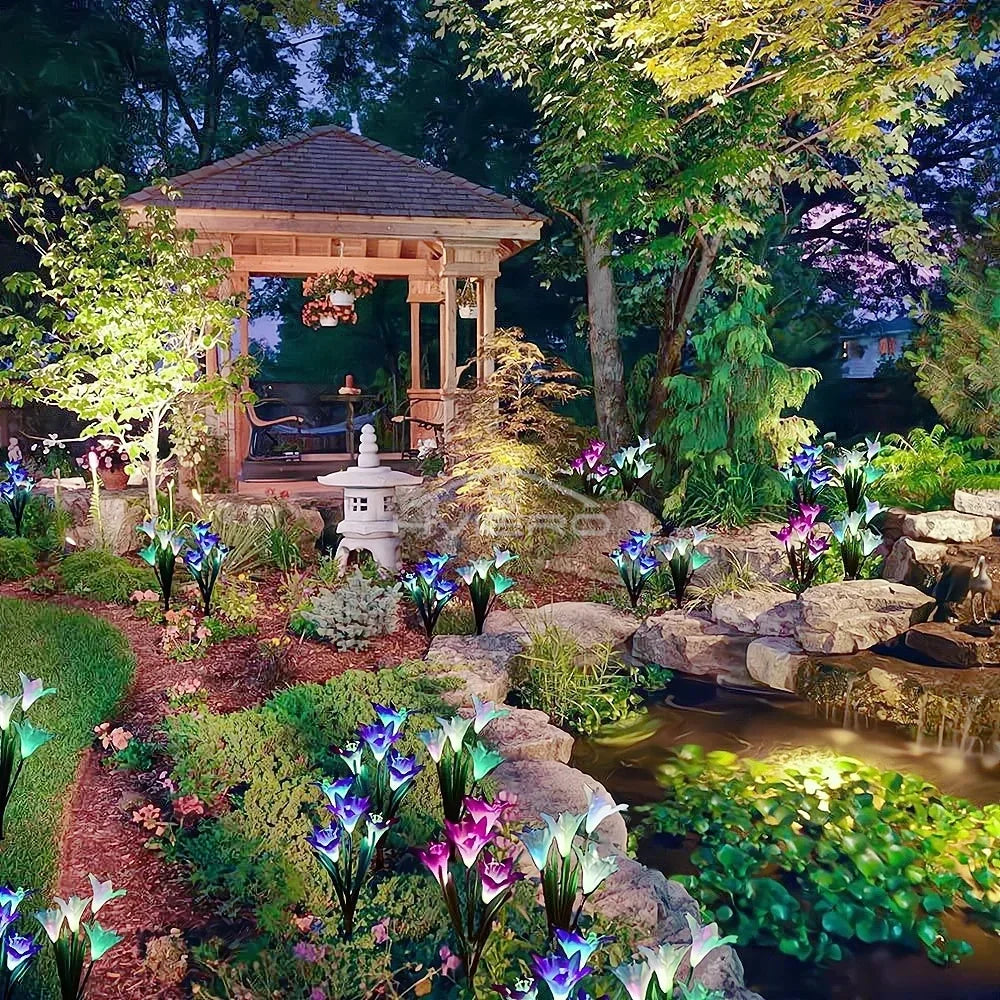 Solar Lily Flower Garden Light | IP65 Waterproof | 3 Colors