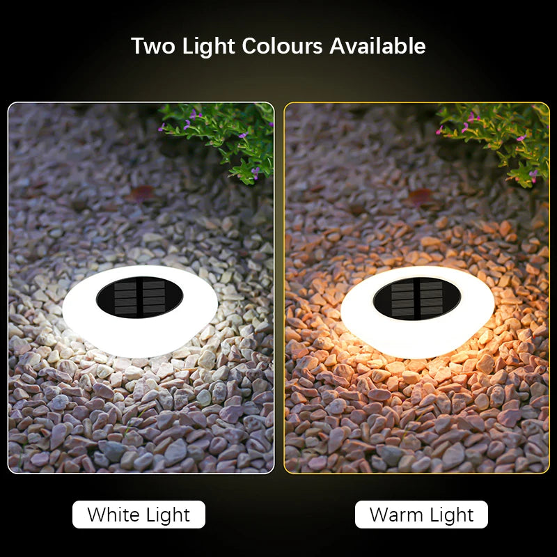 Solar 360° Garden Floor Light | 14 LED IP65 | Warm & White | 1 or 4 Pack
