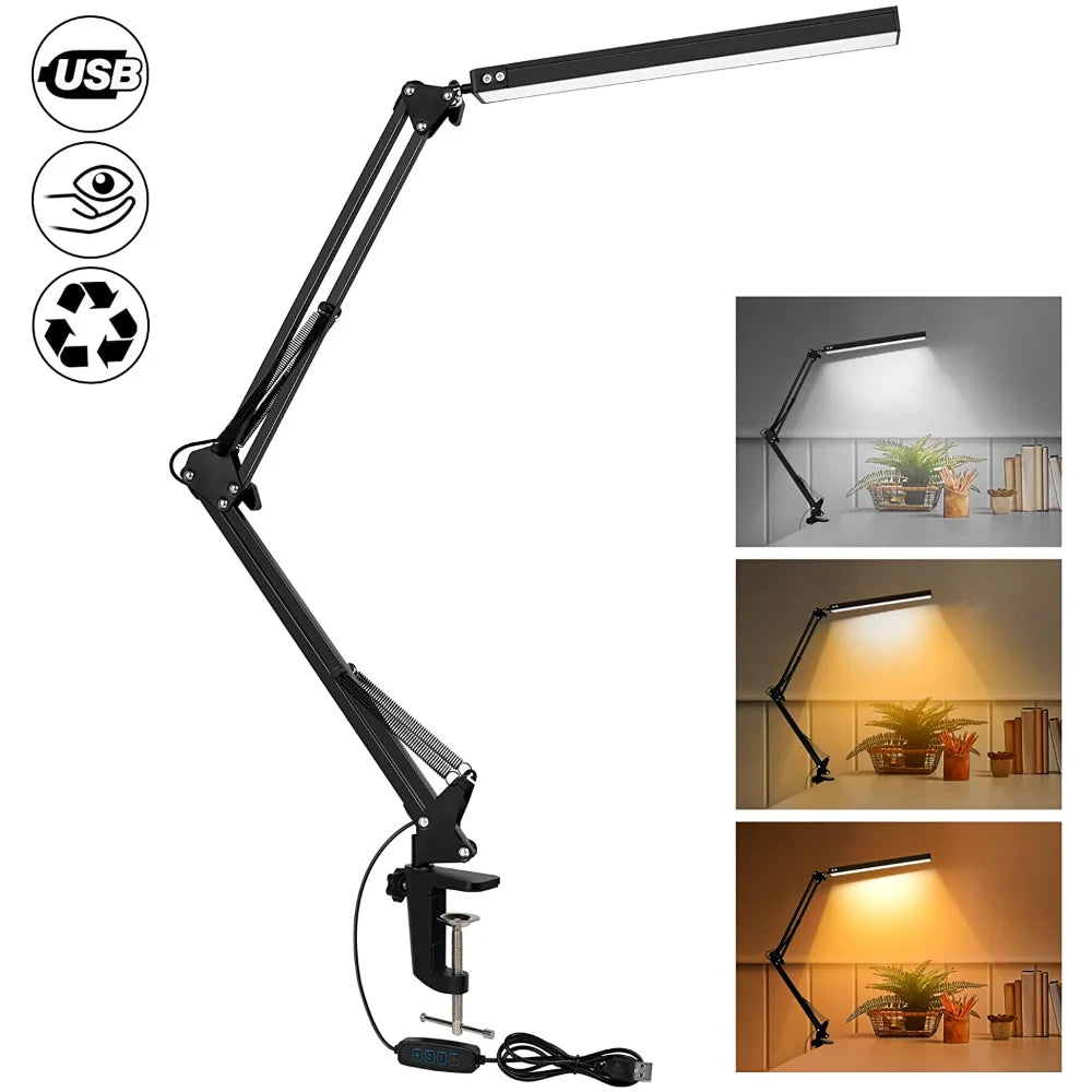10W LED Desk Lamp with Clamp & Swing Arm