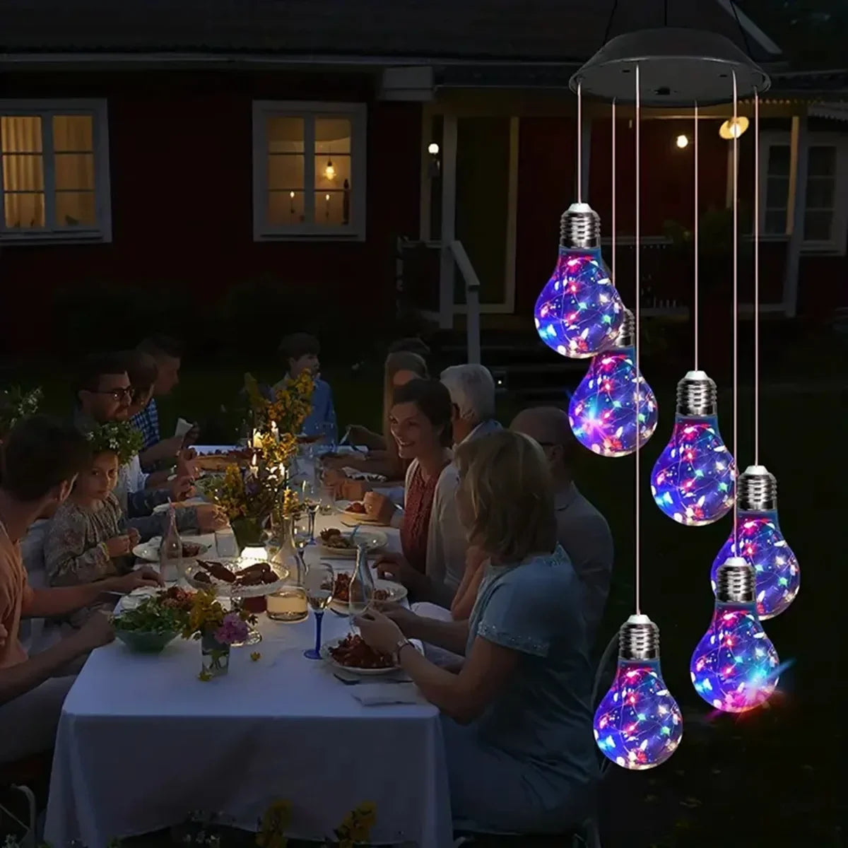 Solar Wind Chime Light | 6 RGB LED Pendants | IP65 | Garden Hanging Decor