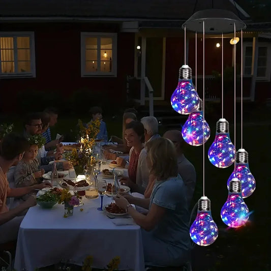 Solar Wind Chime Light | 6 RGB LED Pendants | IP65 | Garden Hanging Decor