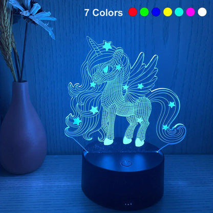 Pony 3D Illusion Night Light | Colour Changing | Touch & Remote