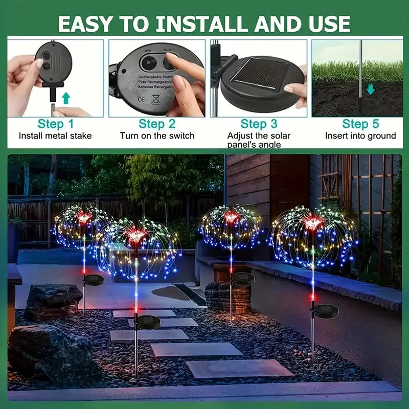 Solar Dandelion Firework Garden Light | IP65 | Warm & Color | 1 or 3 Pack