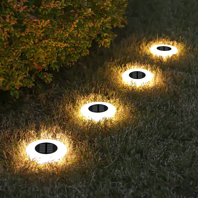 Solar 360° Garden Floor Light | 14 LED IP65 | Warm & White | 1 or 4 Pack