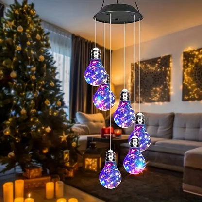 Solar Wind Chime Light | 6 RGB LED Pendants | IP65 | Garden Hanging Decor