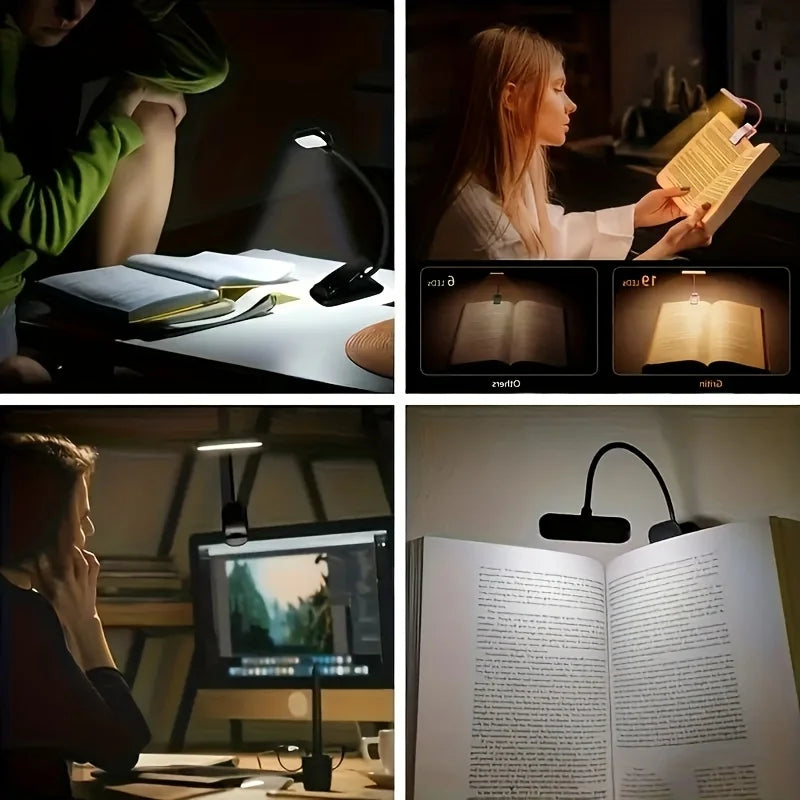 Clip-On Reading Light | USB Rechargeable | 3 Colour Temps | Flexible Gooseneck