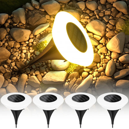 Solar 360° Garden Floor Light | 14 LED IP65 | Warm & White | 1 or 4 Pack