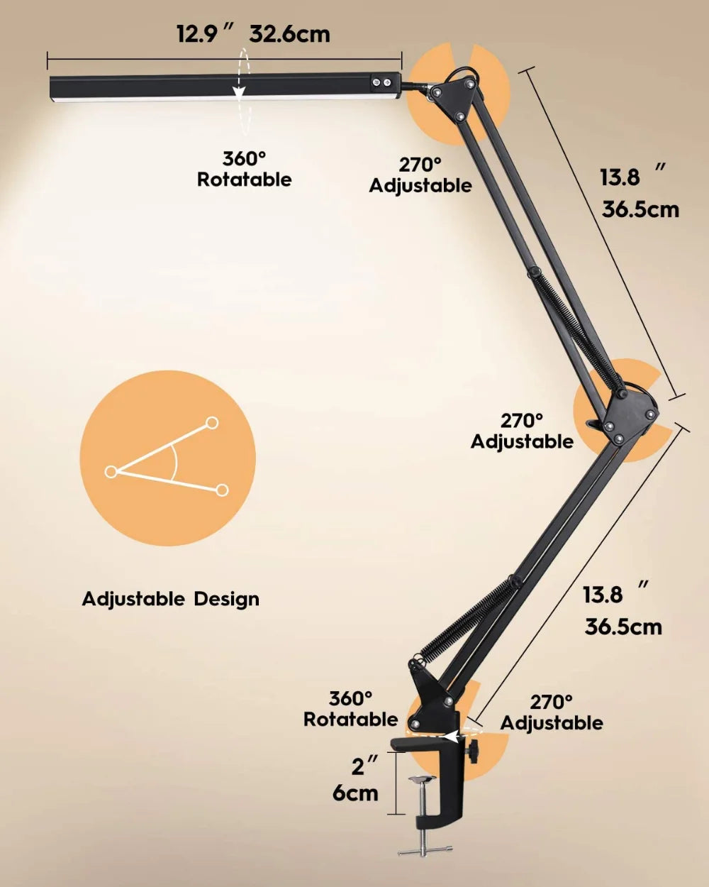 10W LED Desk Lamp with Clamp & Swing Arm