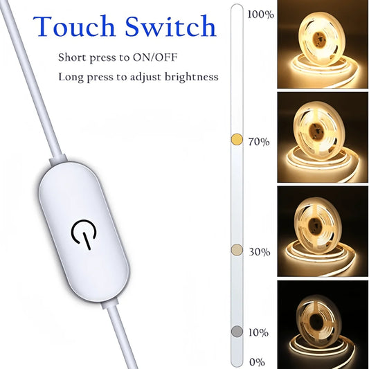 COB LED Strip Light with Touch Dimmer