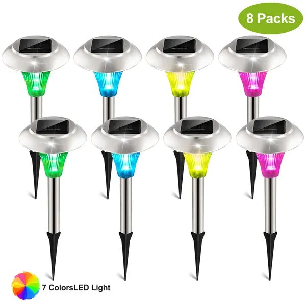 Solar Garden Pathway Lights | Colour Changing | IP44 Waterproof | 8 Pack