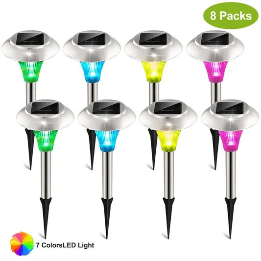 Solar Garden Pathway Lights | Colour Changing | IP44 Waterproof | 8 Pack