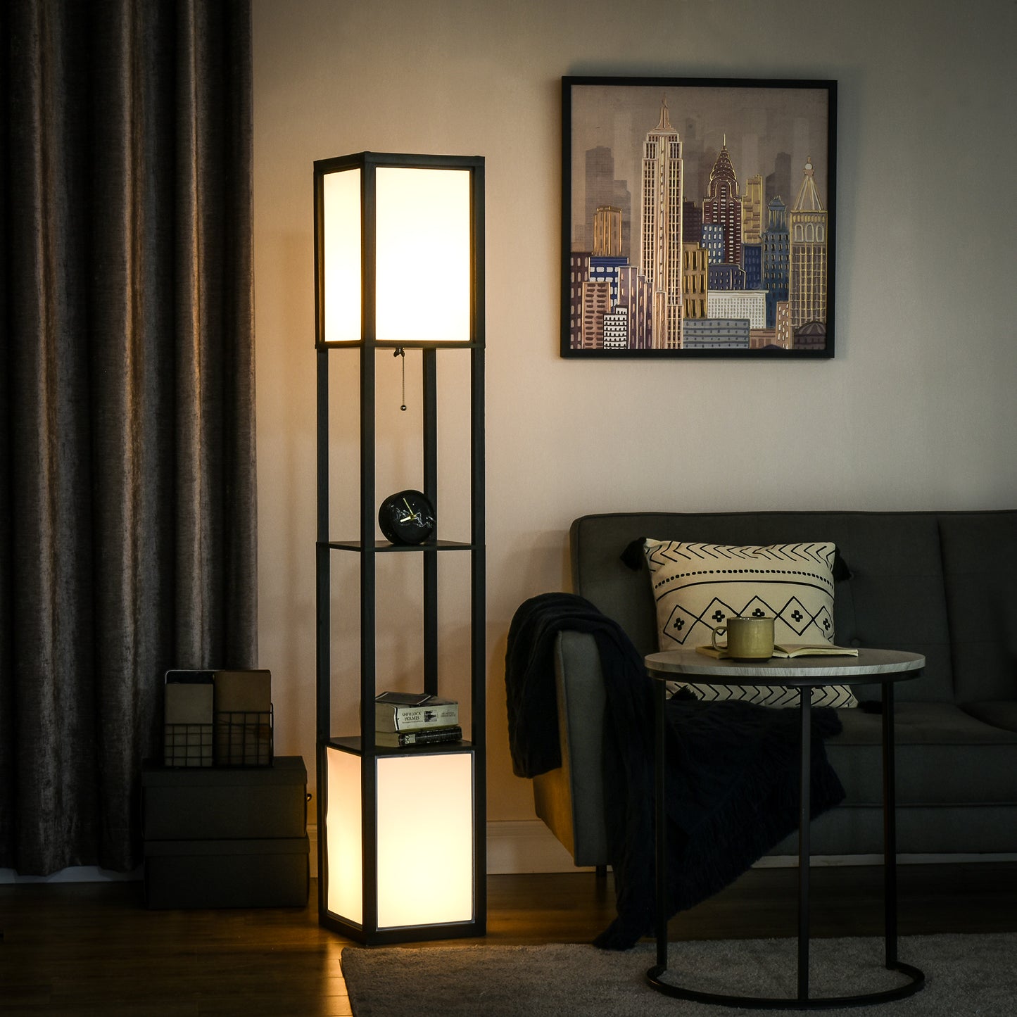 Shelf Floor Lamp with Storage Shelves