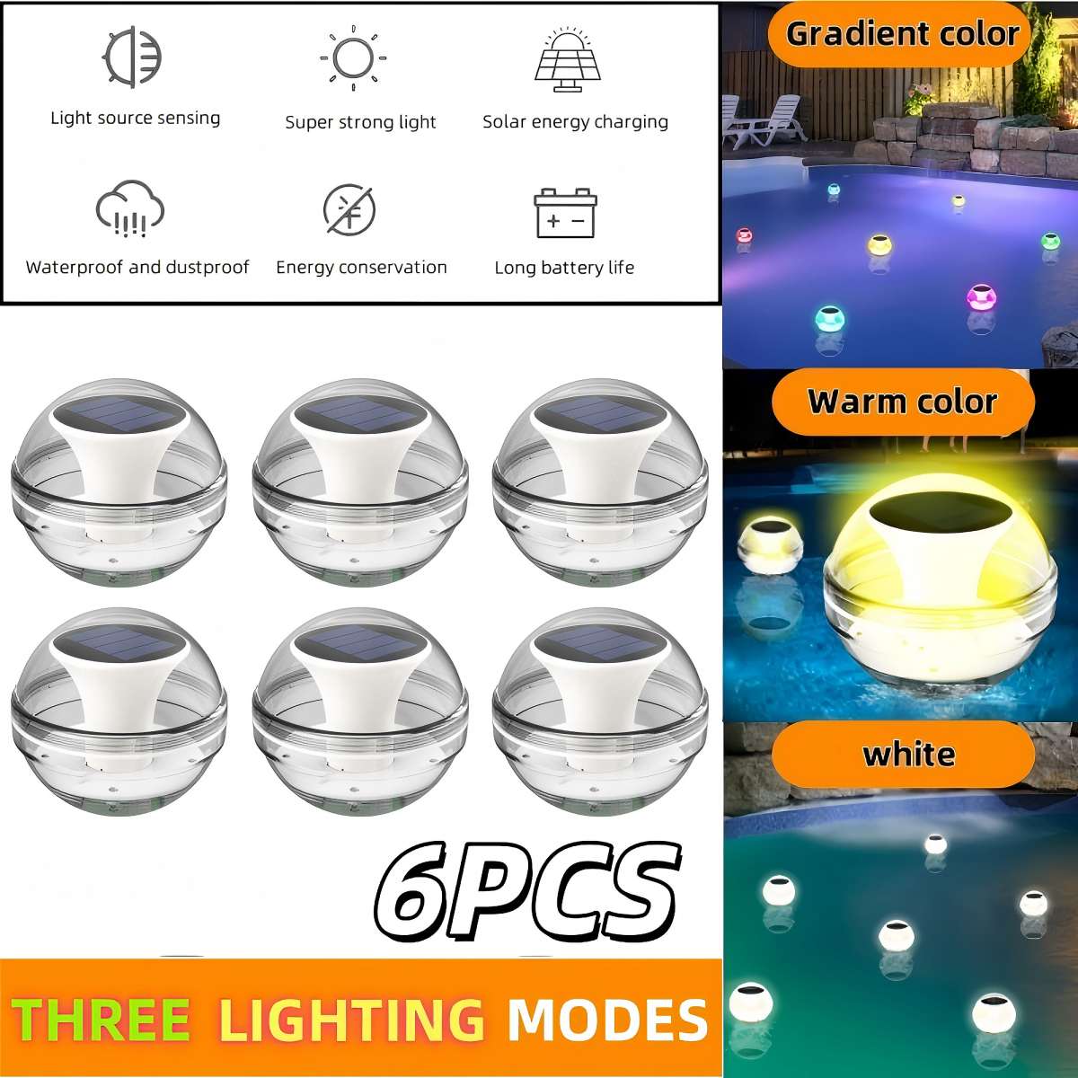 Solar Floating Pool & Pond Lights | IPX7 Waterproof | LED | 1–6 Pack