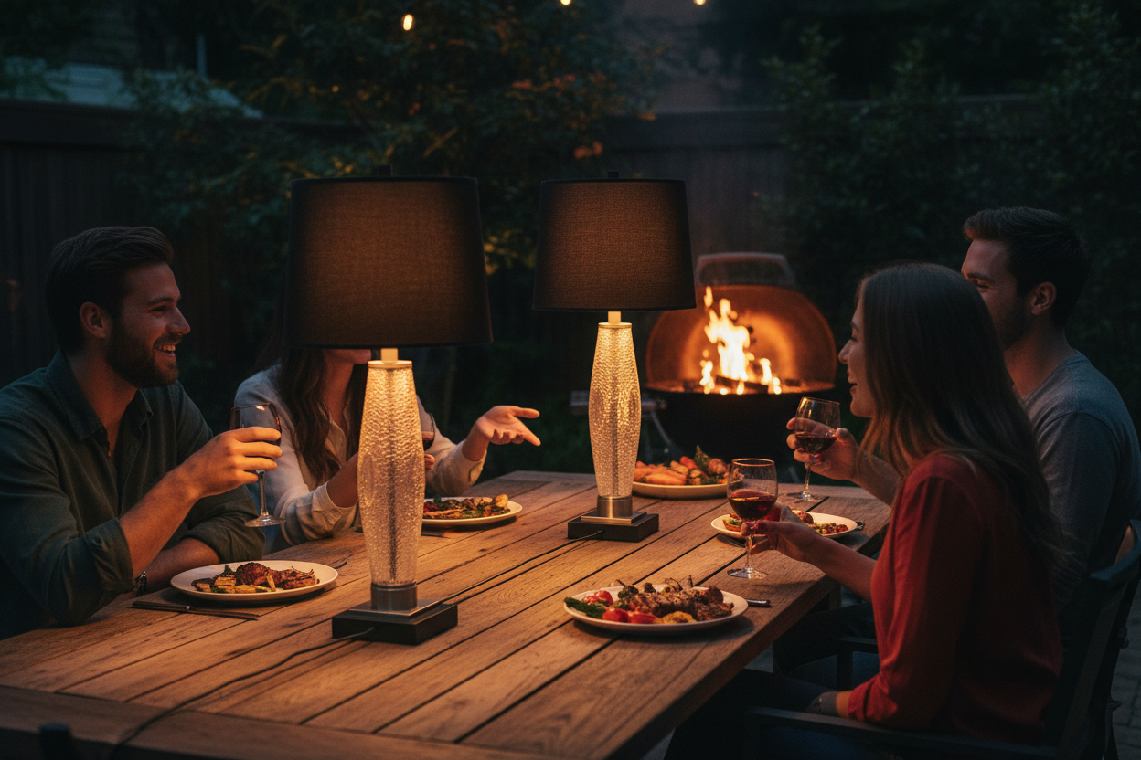 Black Lamps at Night BBQ