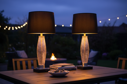 Black Lamps on Patio