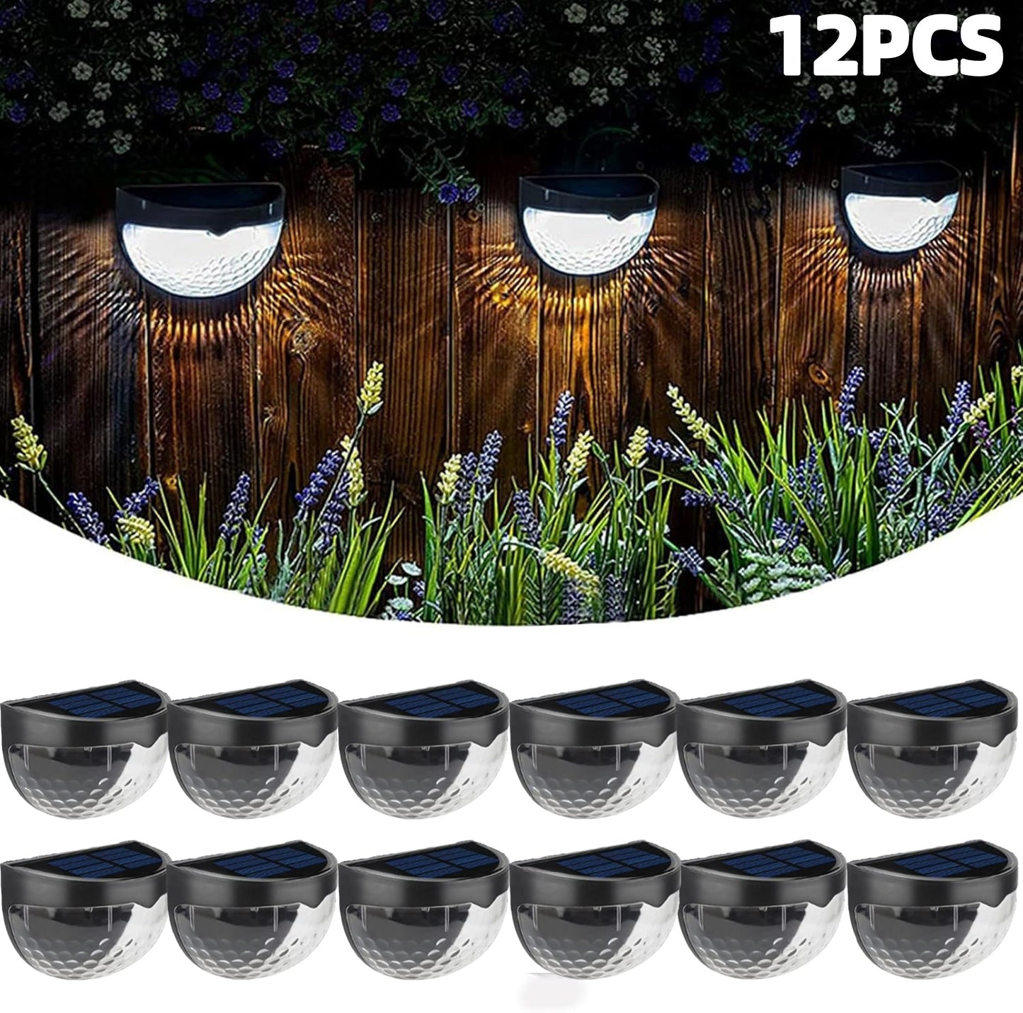 Solar Fence & Deck Lights | IP65 Waterproof | Warm, White & RGB | 6 or 12 Pack