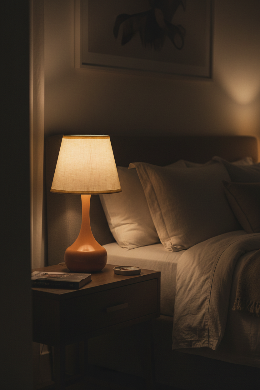 Lamp on Bedroom Nightstand