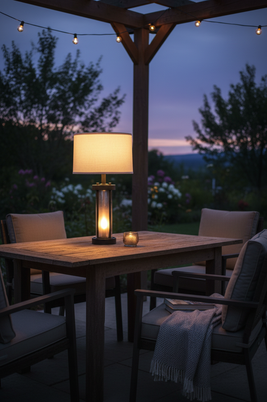 Lamp on Patio Table