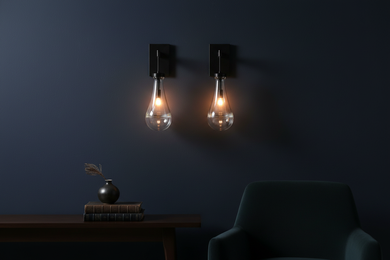 Raindrop Sconces Navy Wall