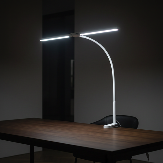 White Dual-Head Desk Lamp